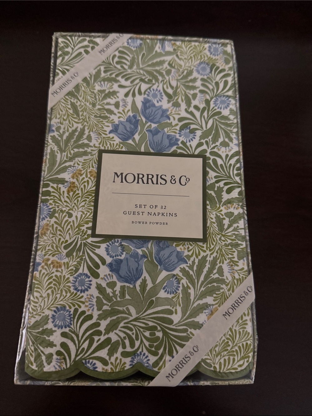 Morris & Co Blue and Green Floral Guest Napkins - Set of 32